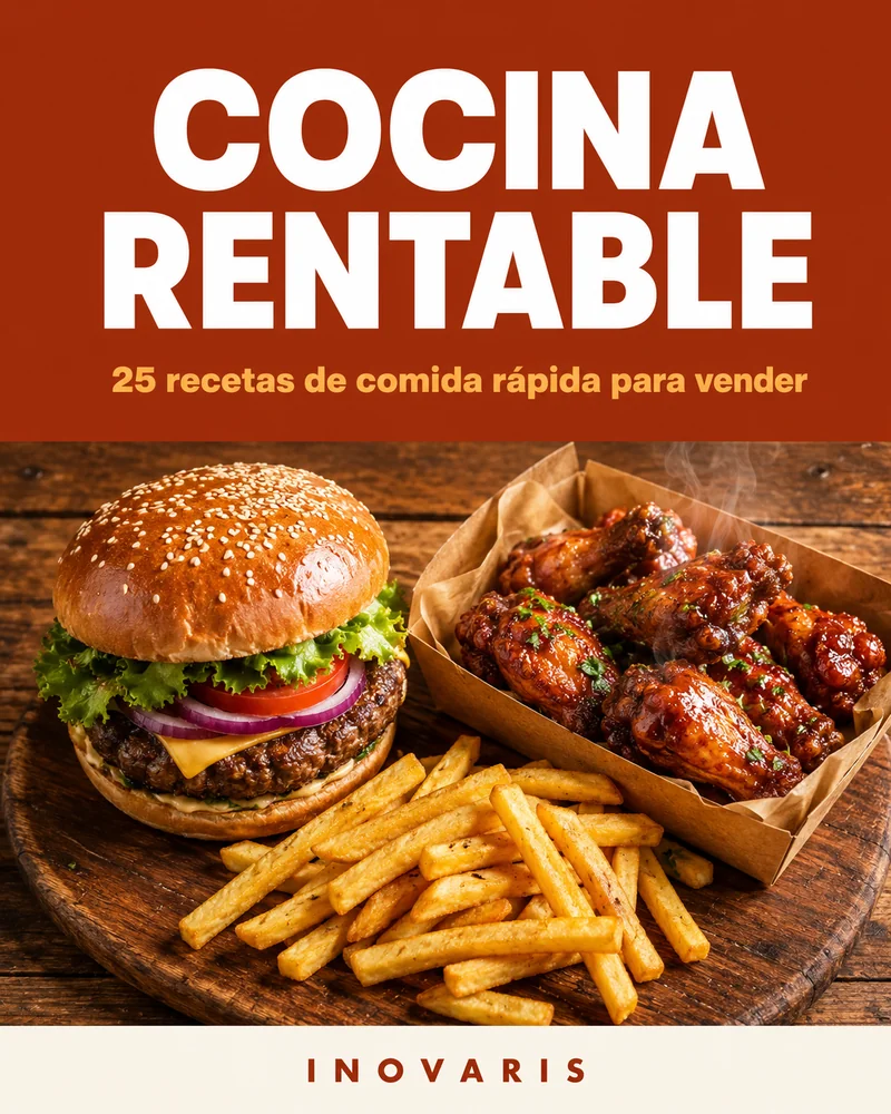 Portada del recetario Cocina Rentable — 25 recetas de comida rápida para vender
